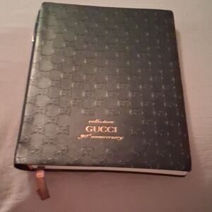 Gucci Green Embossed GG Leather Journal with Gold Logo